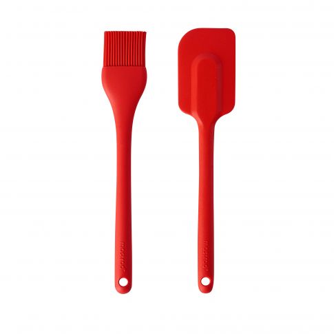 LOT spatule & pinceau en silicone rouges